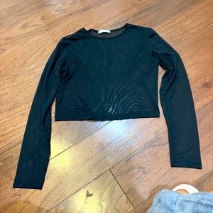 ROMWE Sheer Black Crop Top Hippie Size Medium